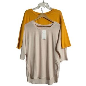 2-Pack Women’s Relaxed Fit Tops - Cream and Orange